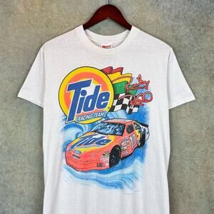 Vintage 90s Nascar Racing T Shirt Mens Sz S White Tide Racing Team Ricky Rudd